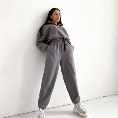 Damen Fleece-Sweatanzug mit Hochkragen
