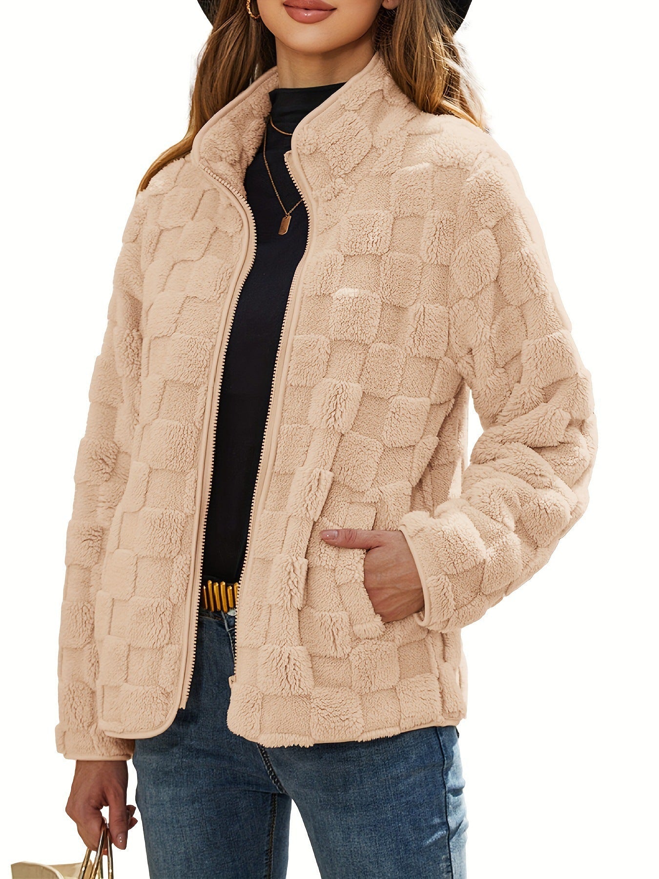 Damen Fleecejacke Strukturiert Eingrifftaschen Eveloria