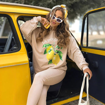 Damen Lounge-Set Feines Muster Lässiger Schnitt Grau Eveloria