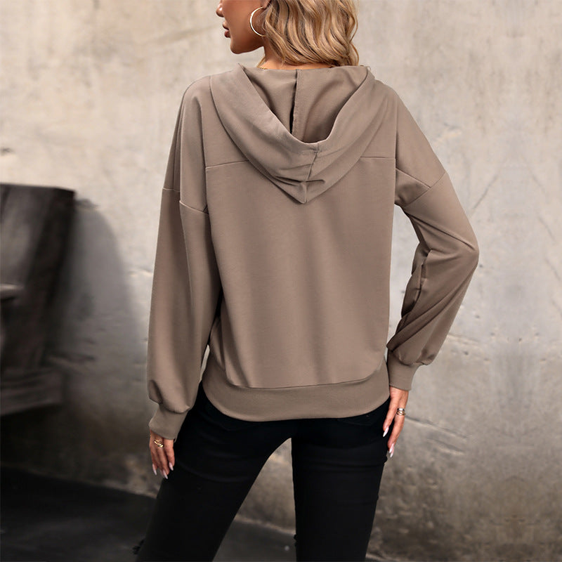 Damen Hoodie Knopfleiste Lässiger Schnitt Bequem