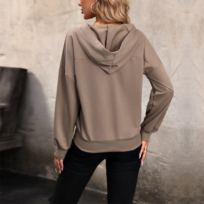 Damen Hoodie Knopfleiste Lässiger Schnitt Bequem