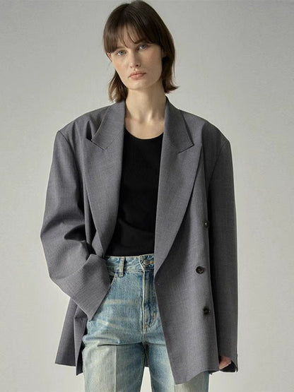 Damen Blazer Oversized Doppelter Knopf Eveloria