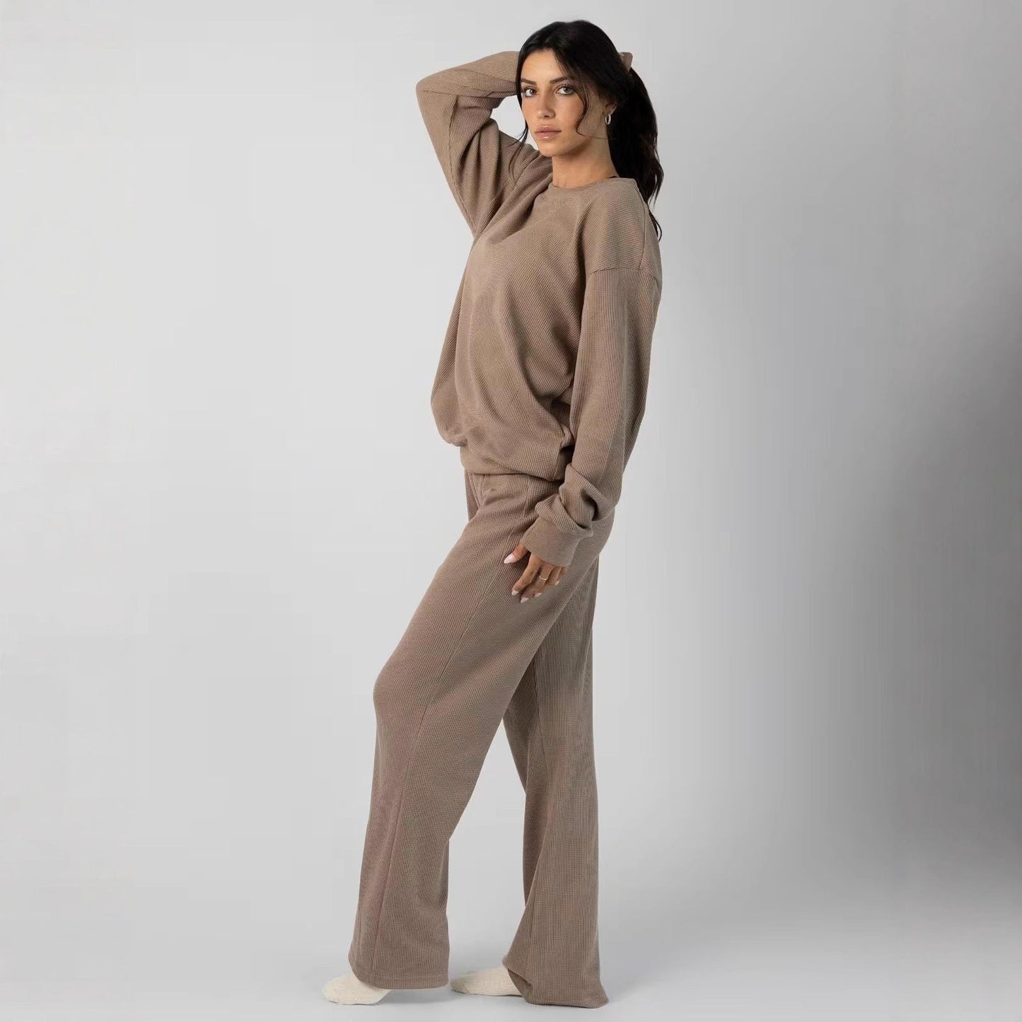 Damen Freizeit-Set Waffelstruktur Bequem Eveloria