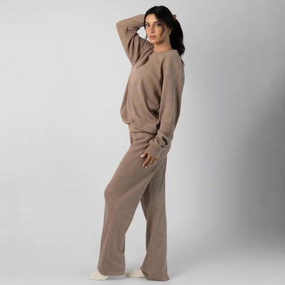 Damen Freizeit-Set Waffelstruktur Bequem Eveloria