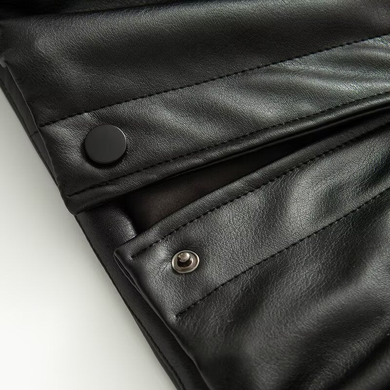Damen Kunstlederjacke Stehkragen Eveloria