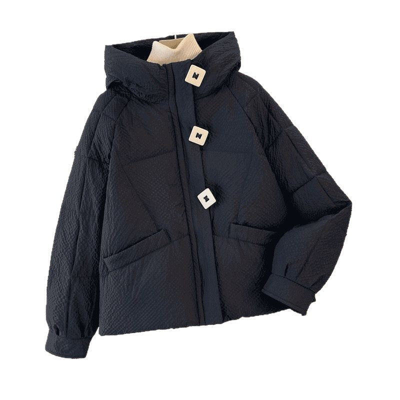 Damen Winterjacke Puffy mit Kapuze und Knöpfen Eveloria