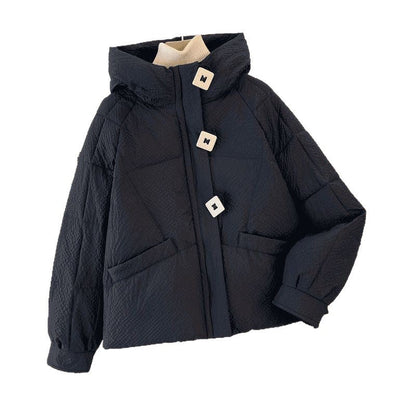 Damen Winterjacke Puffy mit Kapuze und Knöpfen Eveloria