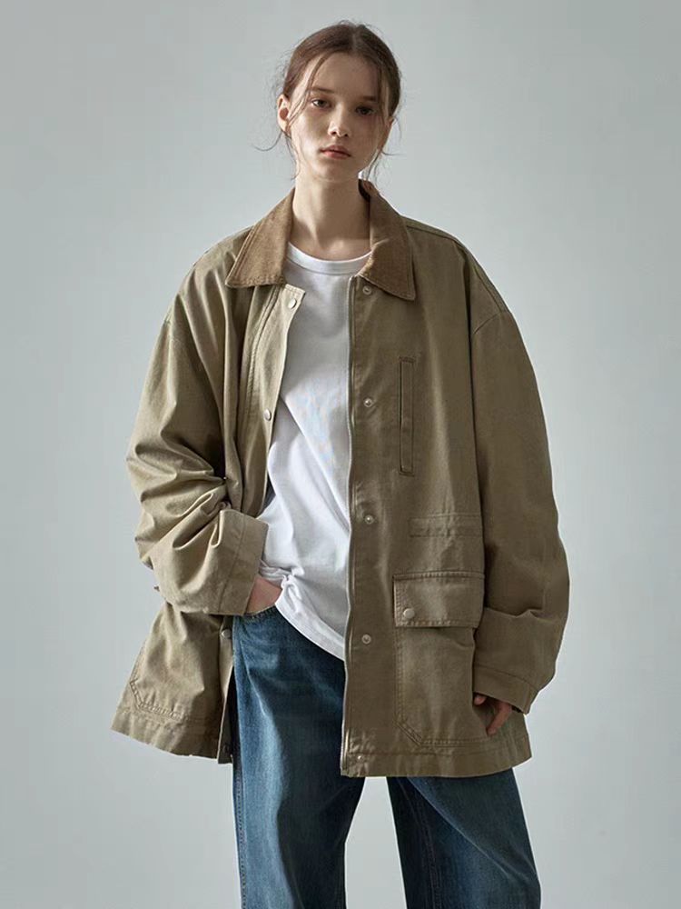Damen Oversized Utility-Jacke Robust Beige