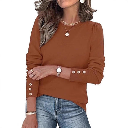 Damen Pullover Lässig Knopfdetails Eveloria