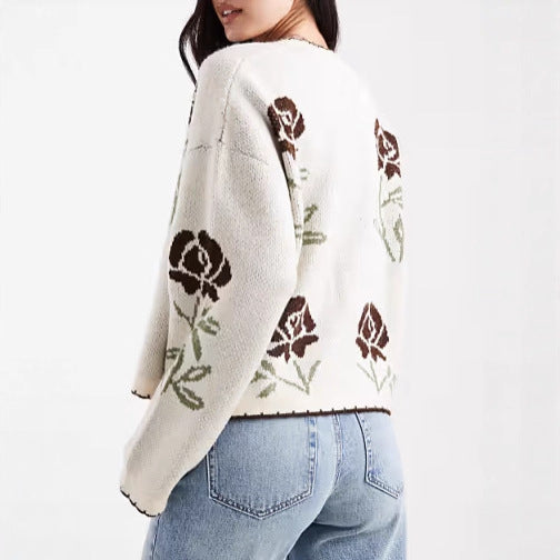 Damen Strickjacke Florales Design Elegantes Design Eveloria
