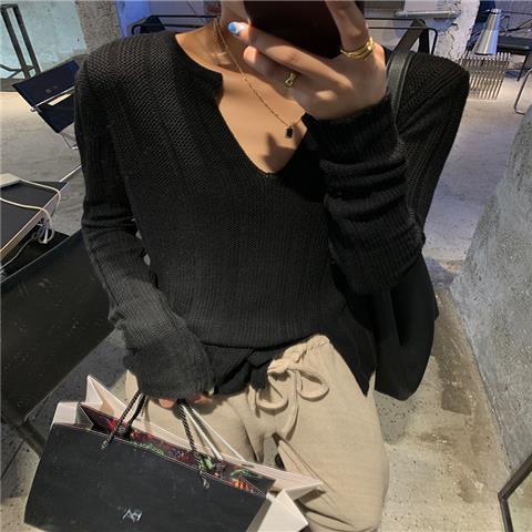 Damen Grobstrickpullover V-Ausschnitt Länge Lang Ärmel Beige