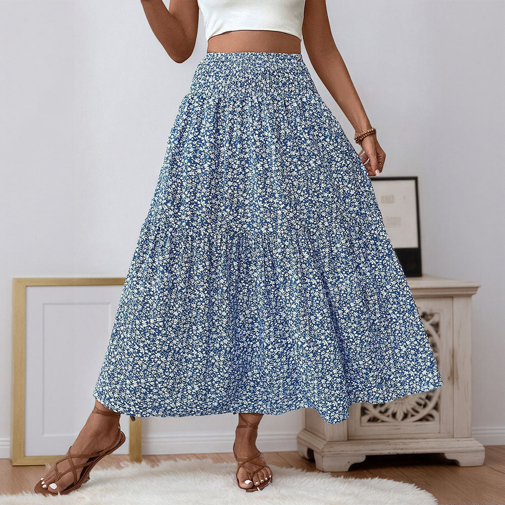 Damen Maxirock Floral Elastischer Bund