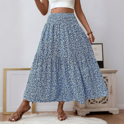 Damen Maxirock Floral Elastischer Bund