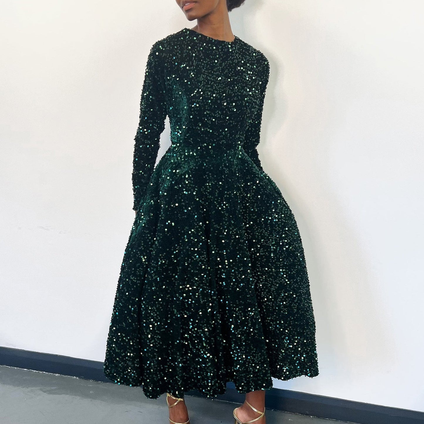Damen Abendkleid Lang Glitzernd Eveloria