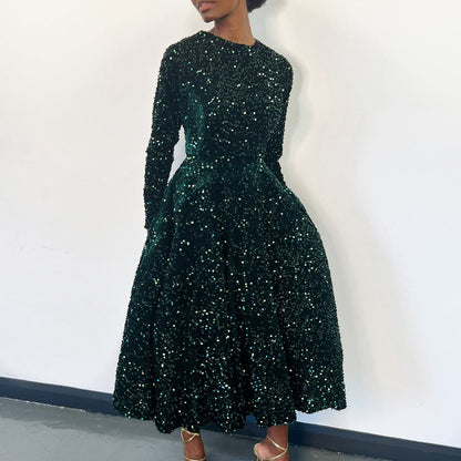 Damen Abendkleid Lang Glitzernd Eveloria