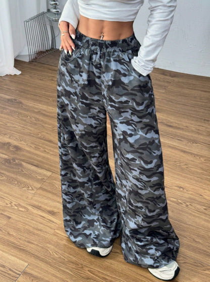 Damen Cargo-Hose Camouflage-Print Weite Bein Eveloria