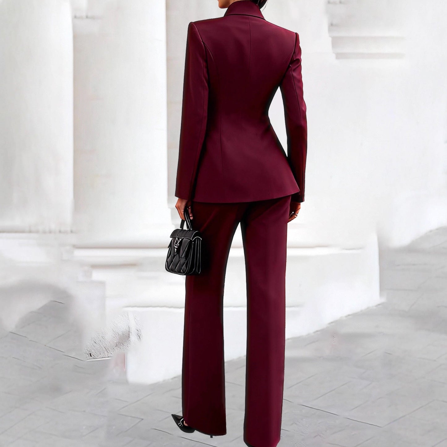 Damen Anzug Taillierter Blazer Weite Hose Eveloria