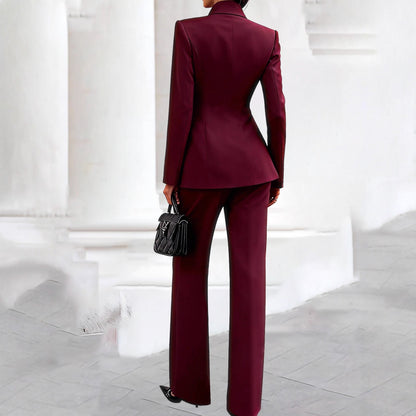 Damen Anzug Taillierter Blazer Weite Hose Eveloria