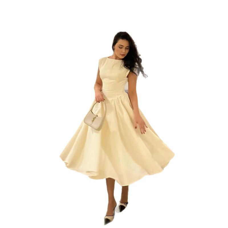 Damen Midi-Kleid Schwingender Rock Eveloria