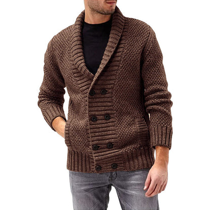 Herren Strickjacke Doppelknopfleiste Strukturiert Komfortabel