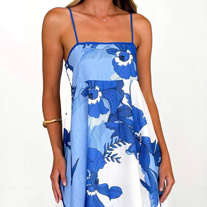 Damen Maxikleid mit Trägern Floralmuster Eveloria