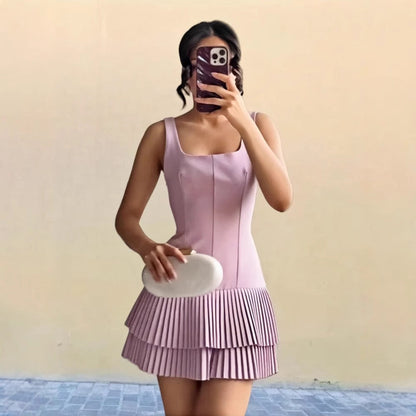 Damen Kurzkleid Rüschendetails Fließend Eveloria