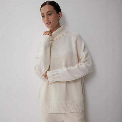 Damen Rollkragenpullover Feines Strickmaterial Beige
