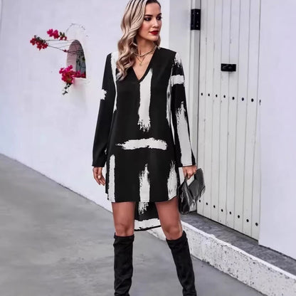 Damen Langarmkleid mit Pinselstrich-Design Eveloria