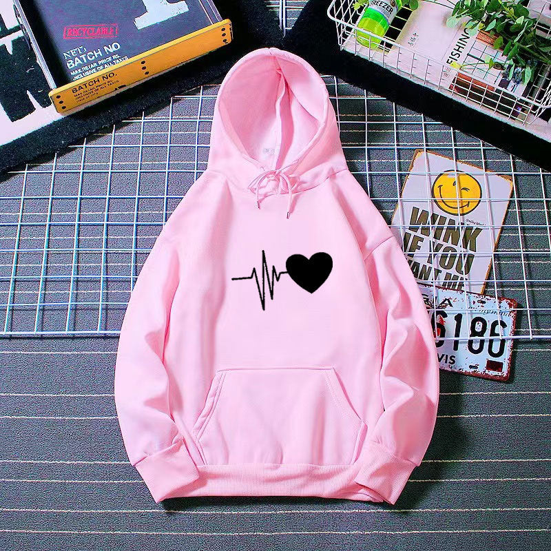 Damen Kapuzenpullover Herzschlagmotiv Eveloria