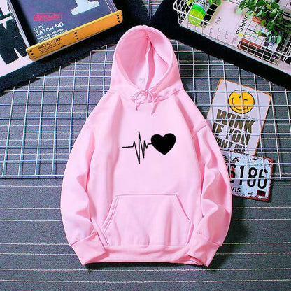 Damen Kapuzenpullover Herzschlagmotiv Eveloria