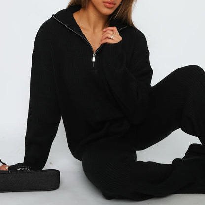 Damen Strickpullover Lässig Reißverschluss Weite Passform