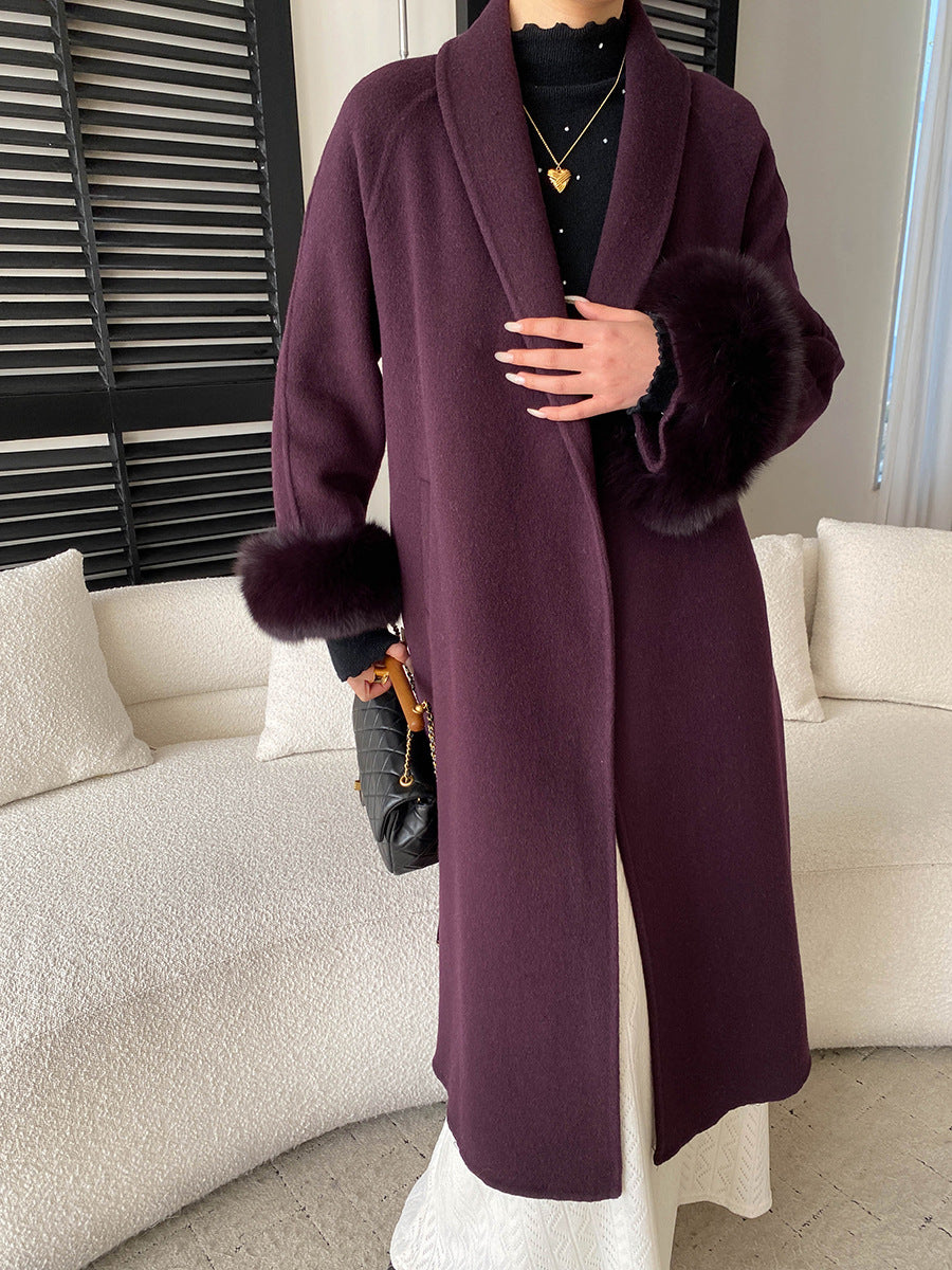 Damen Langmantel Samt Elegant Eveloria