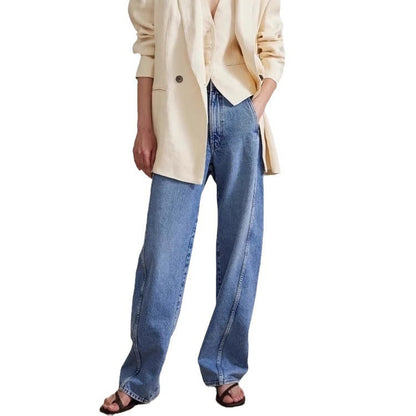 Damen Hochgeschnittene Mom Jeans Eveloria
