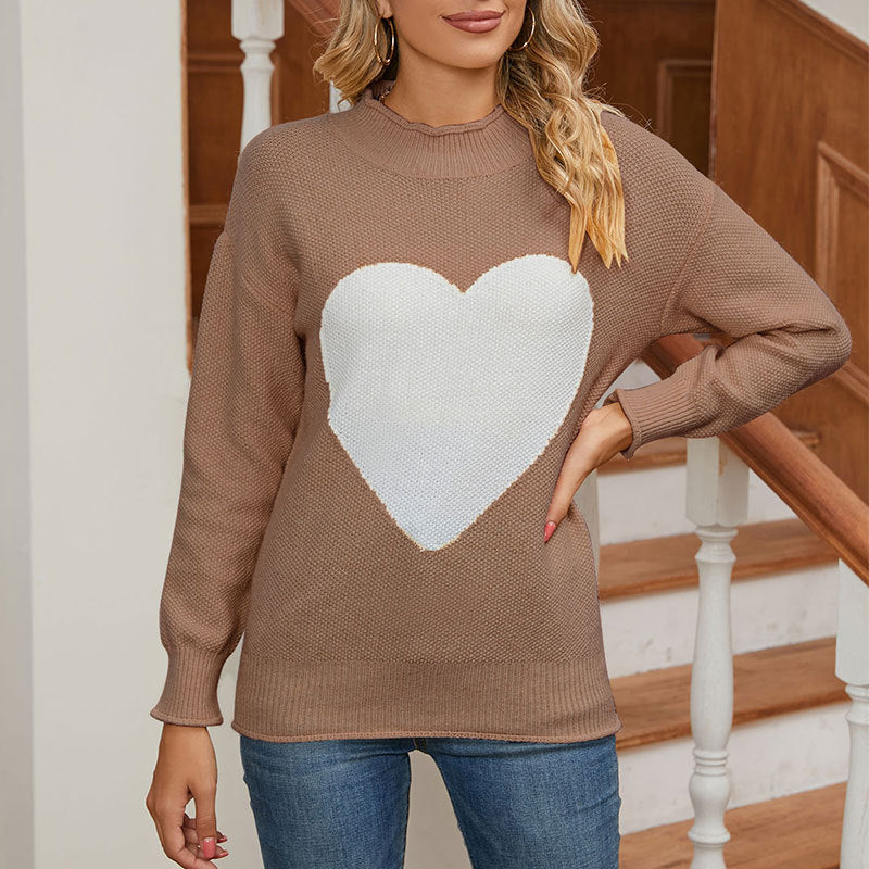 Damen Pullover Herz-Print Eveloria