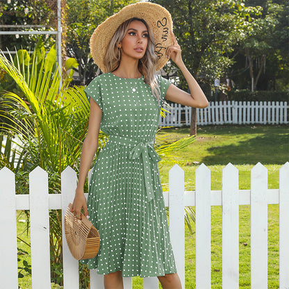 Damen Sommerkleid Rüschendetails Taillengürtel Eveloria