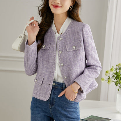 Damen Tweedjacke Perlendetails Elegant