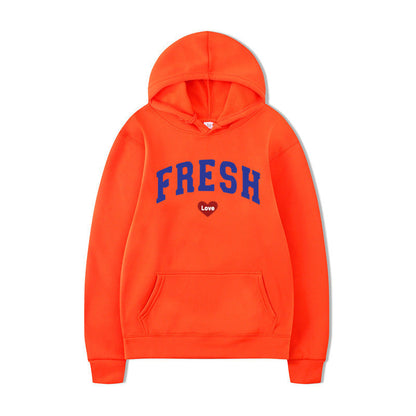 Damen Kapuzenpullover Weiches Fleece Verspielter Schriftzug Grau