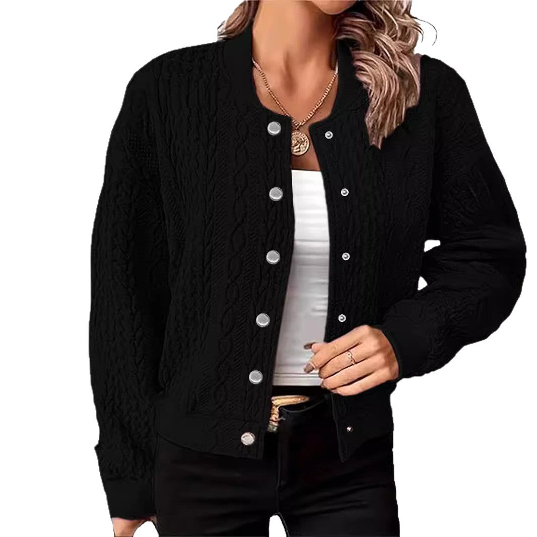 Damen Strickjacke Zopfmuster Druckknöpfe Eveloria