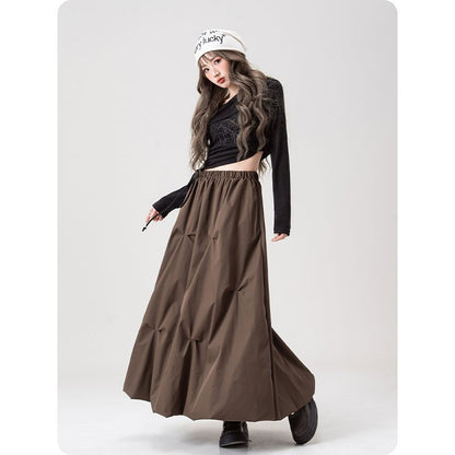 Damen Midirock Weit Modisch Eveloria
