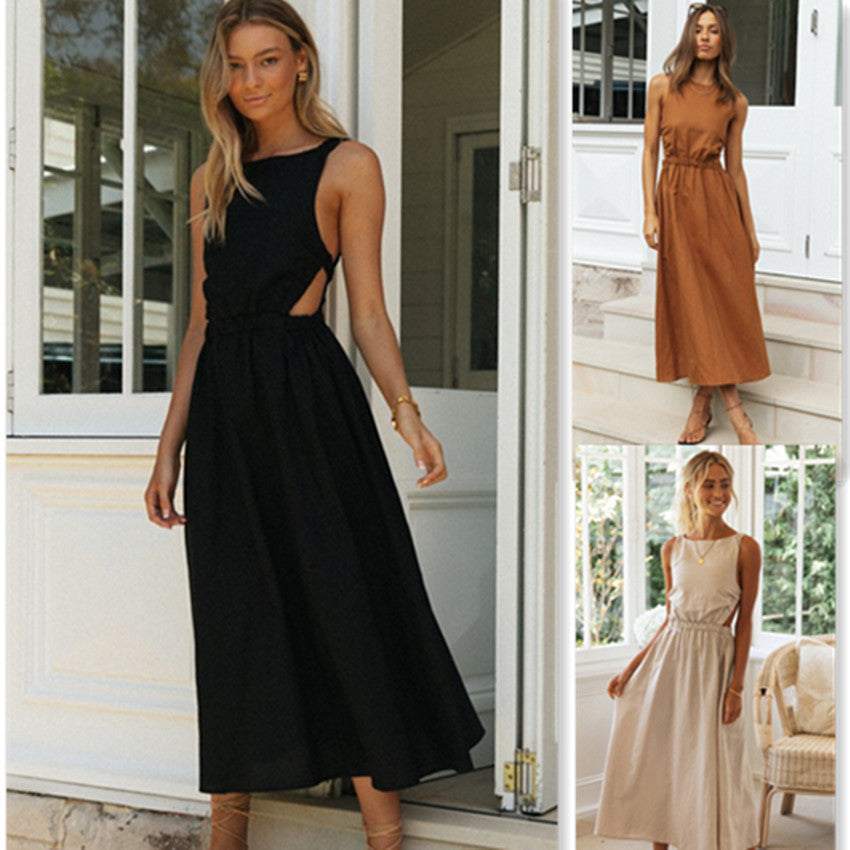 Damen Sommermaxikleid Raffinierter Schnitt Verstellbarer Taillenzug - Eveloria