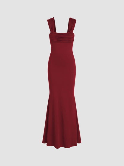Damen Maxikleid Figurbetont Gerafftes Oberteil