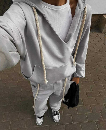 Damen Jumpsuit V-Ausschnitt Praktische Taschen Eveloria