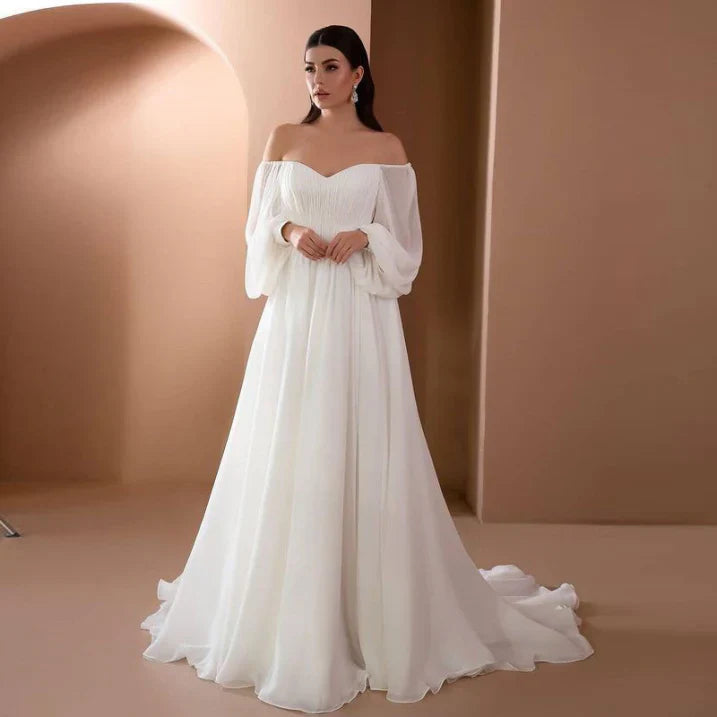 Damen Maxikleid Hochzeitsgäste Carmen Ausschnitt - Eveloria