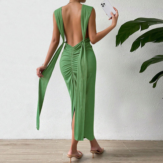 Damen Maxikleid V-Ausschnitt Elegant Halterdesign Eveloria - Eveloria