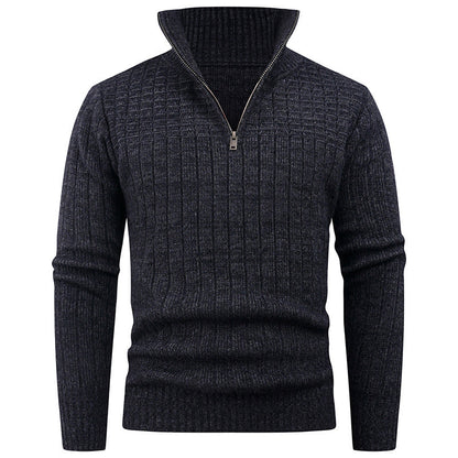 Herren Strickpullover Mit Reißverschluss Rippstruktur Bequem