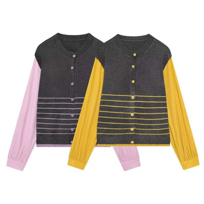 Damen Cardigan Elegant Kontrastfarben - Eveloria