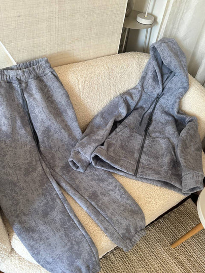 Damen Jogginganzug Sportlich Hoher Kragen Reißverschluss