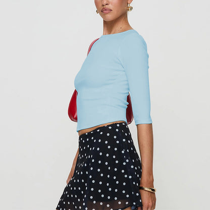 Damen Langarmshirt Rundhalsausschnitt Figurschmeichelnd