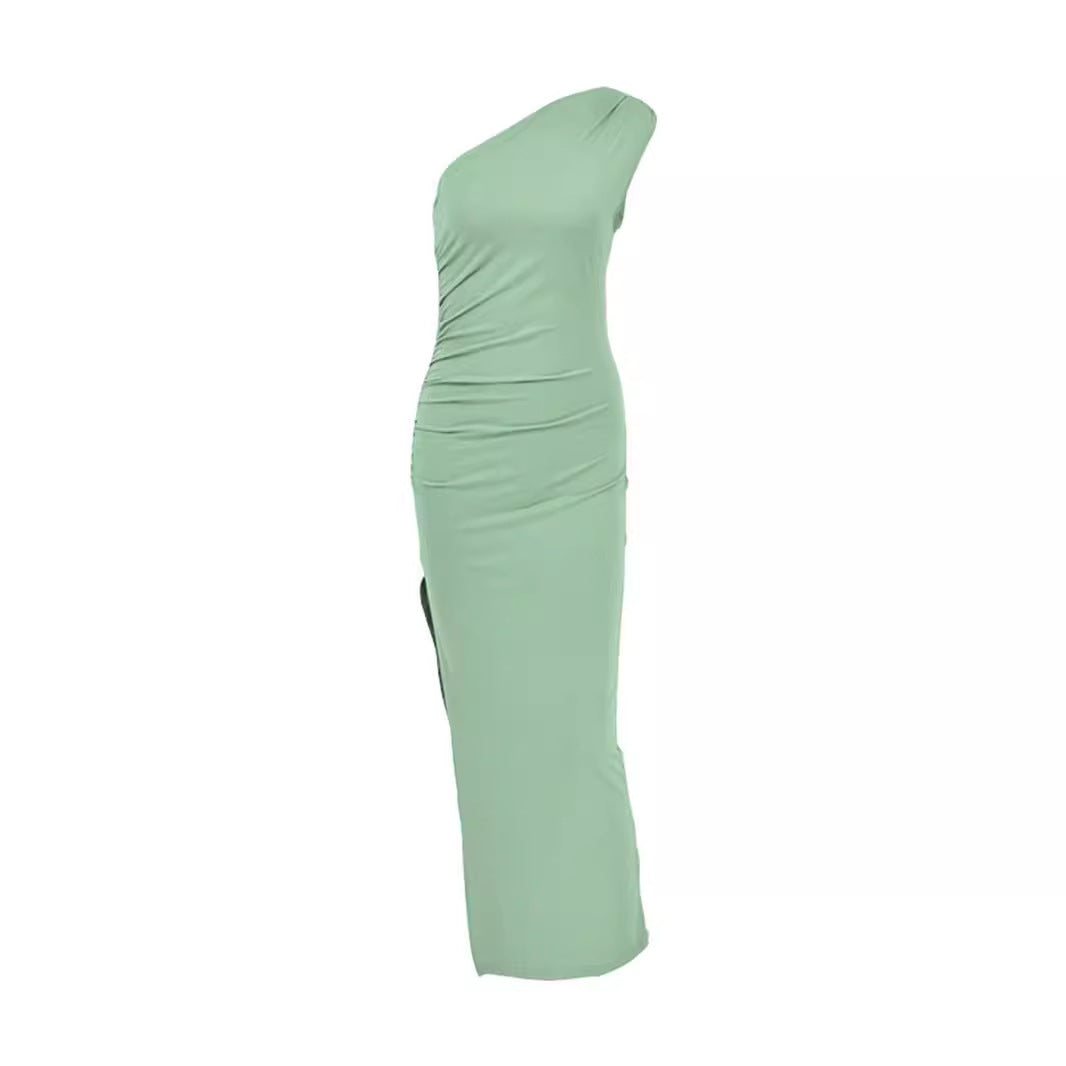 Damen Wickelkleid Asymmetrisch Hochschlitz Eveloria