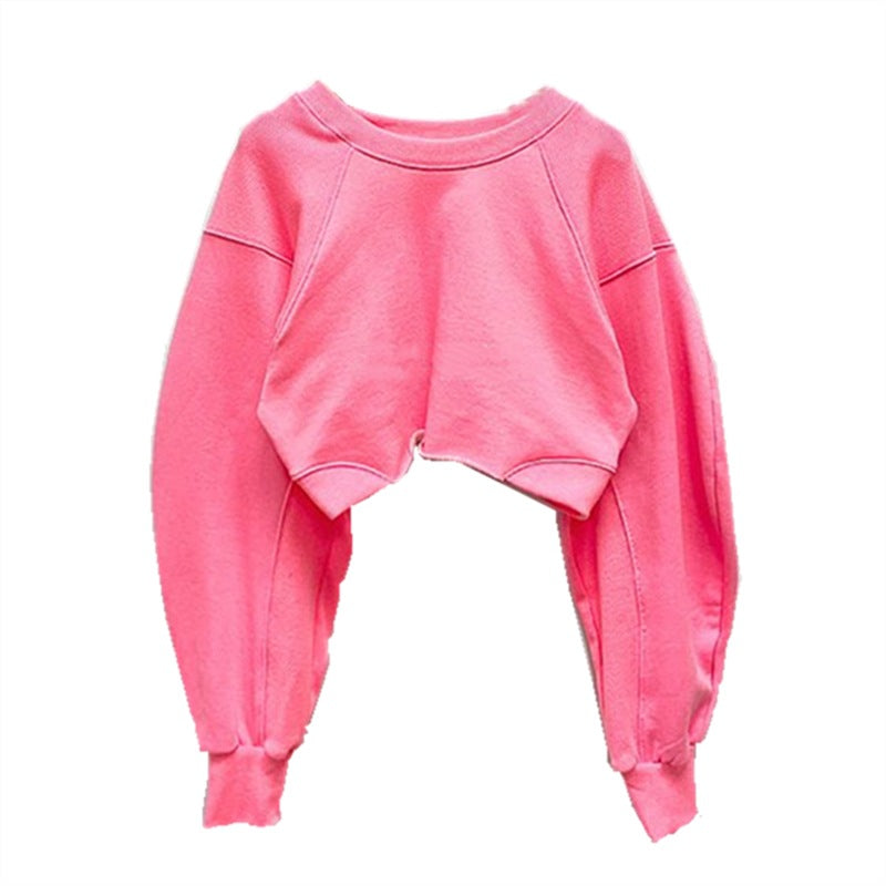 Eveloria Damen Cropped Sweatshirt Voluminöse Ärmel